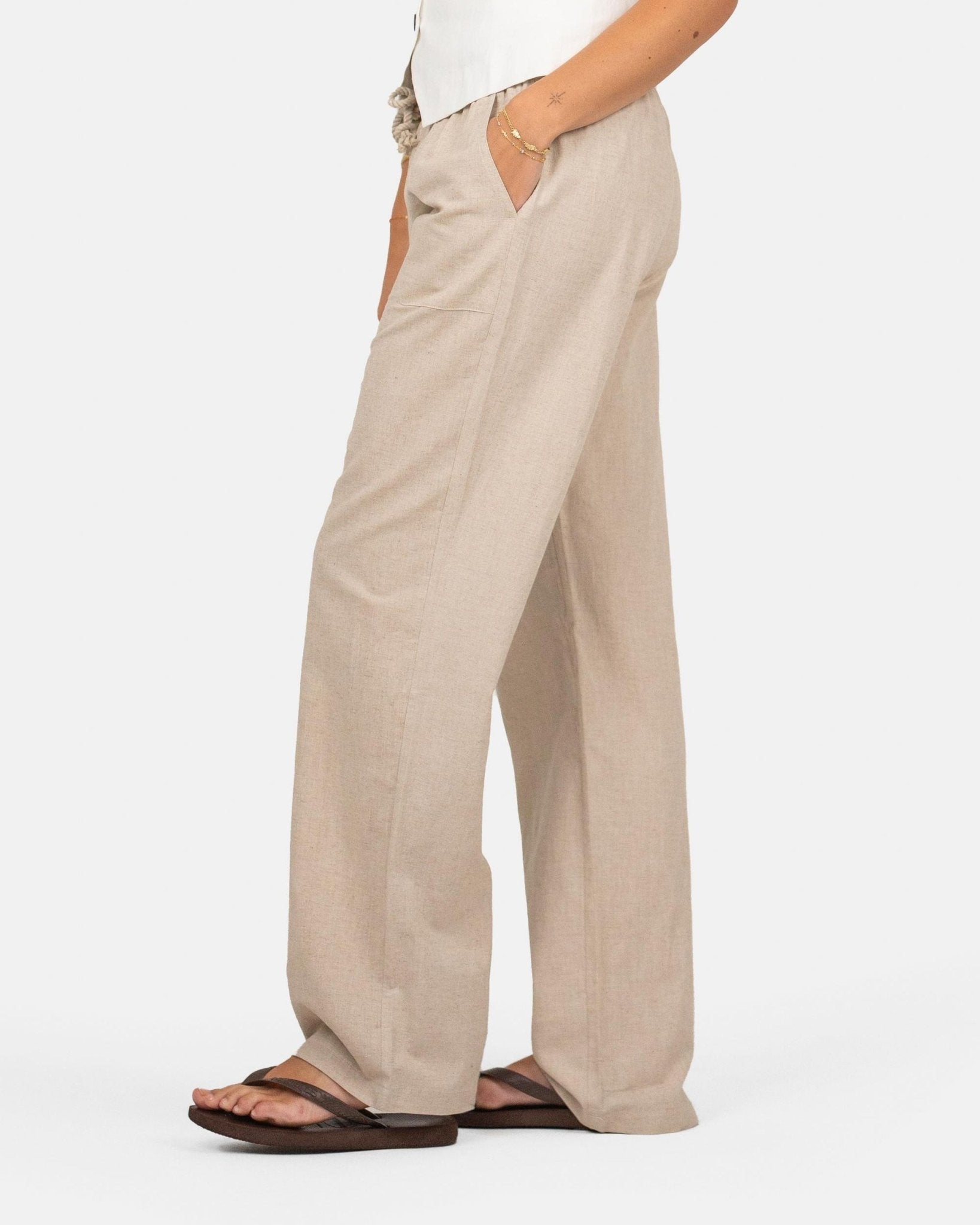 Hørbukser Lavtaljede Beige | Skagen - clothing.dk